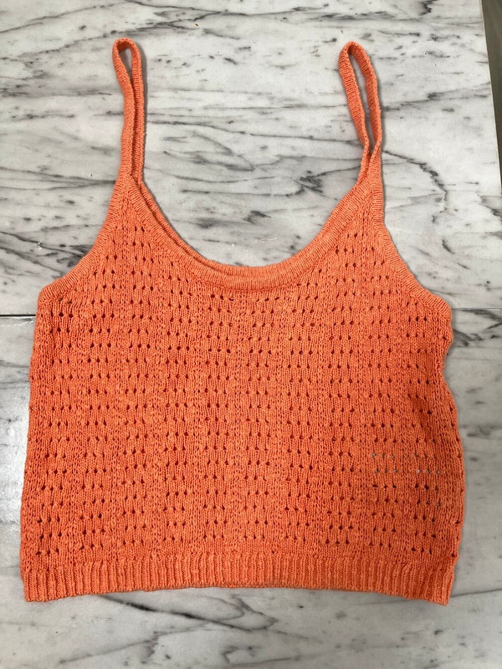 Madewell Coral Knit Sweater Tank Top Medium Crochet Cotton Cami